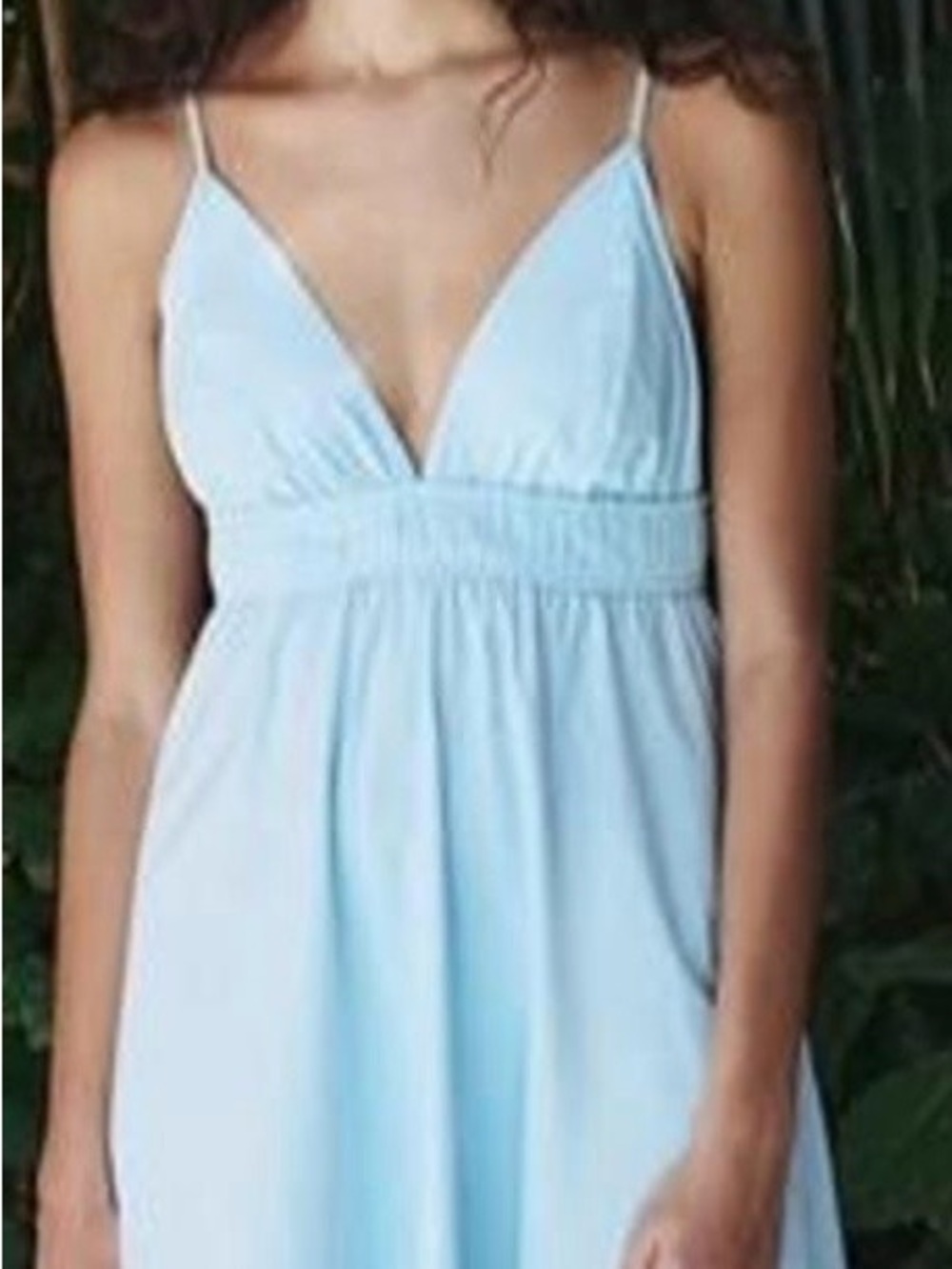 Babaton Aritzia Light Blue Spaghetti-Strap Empire Dress